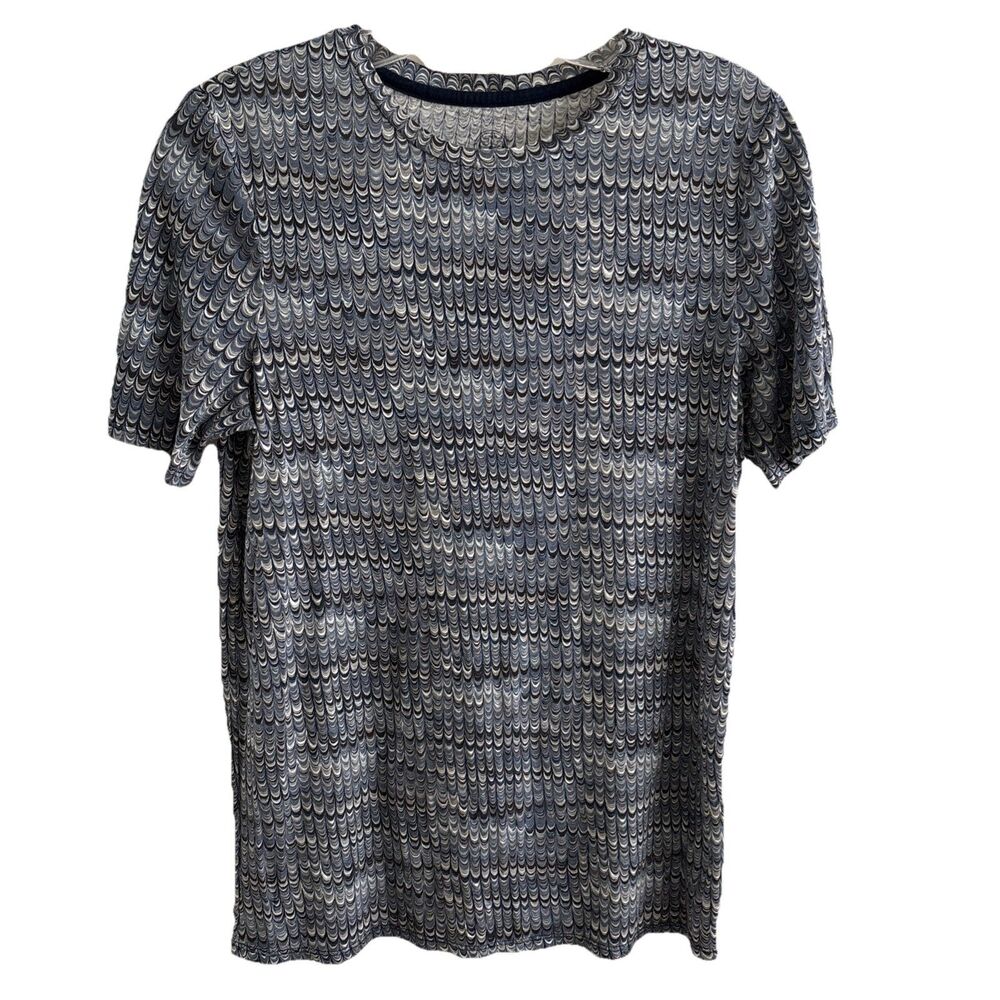 EUC Tory Burch Watercolor Snake Blue Gray Print 100% Pima Cotton Top Size S